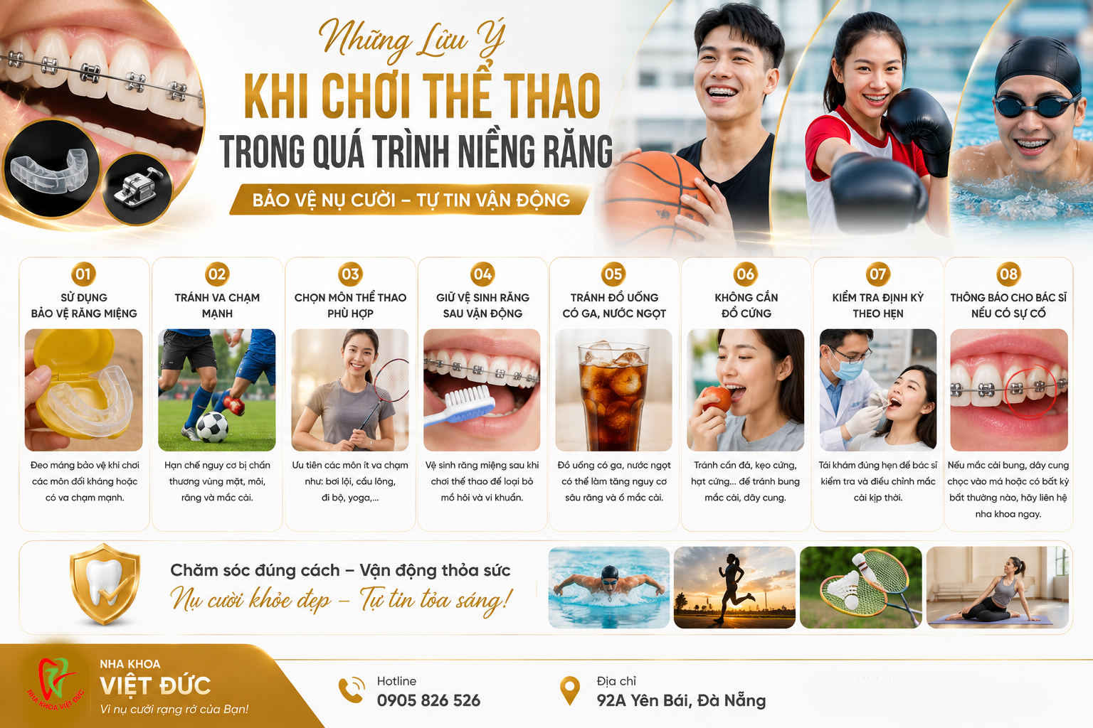 Chơi thể thao khi niềng răng: cách bảo vệ răng và mắc cài